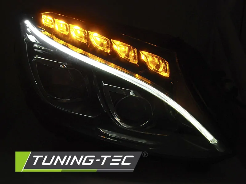 PŘEDNÍ SVĚTLOMETY MERCEDES W205 2014-2018, TRUE DRL, ČERNÉ