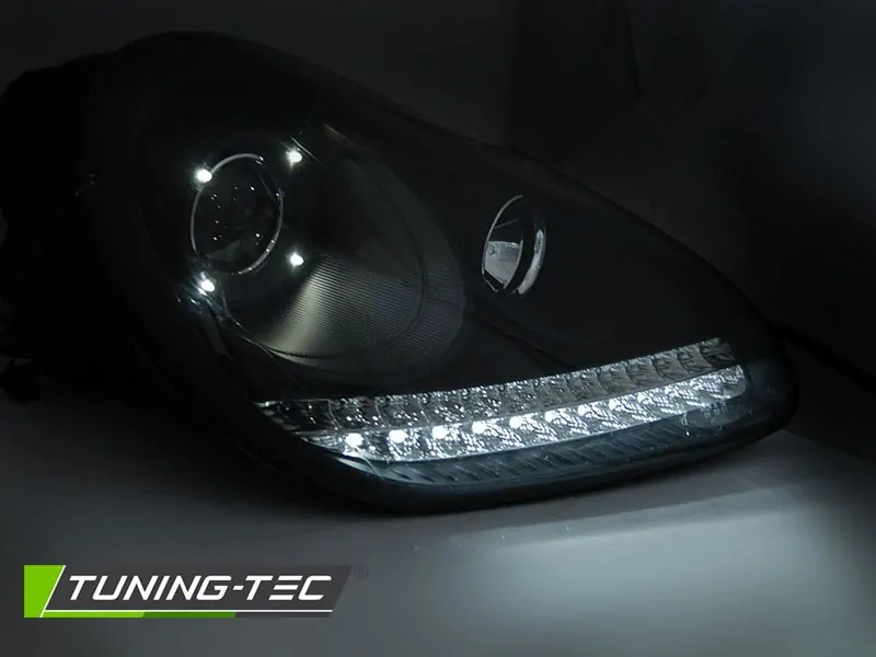 PŘEDNÍ XENONOVÁ SVĚTLA, SVĚTLOMETY, LAMPY PORSCHE CAYENNE, 2002-2006, DAYLIGHT, ČERNÉ, HID XENON