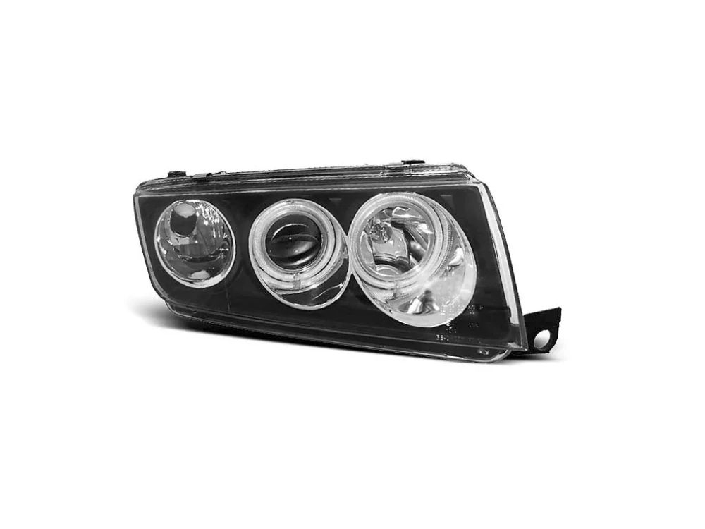 Přední světlomety, světla, lampy Škoda Fabia 1, 2000-2008, Angel Eyes, černé black 