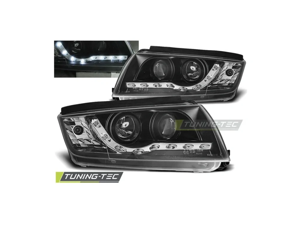 Přední světlomety, světla, lampy Škoda Fabia, 2000-2008, LED Daylight, černé black LPSK06