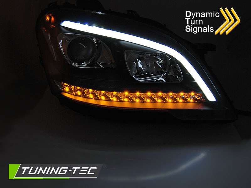 Přední světla Mercedes Benz W164 ML M-CLASS 09-11 TUBE LIGHT SEQ černá