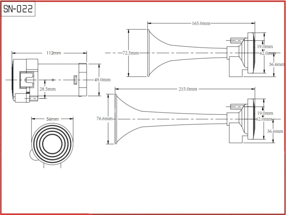 2-tónová fanfára 220mm, 24V s kompresorem
