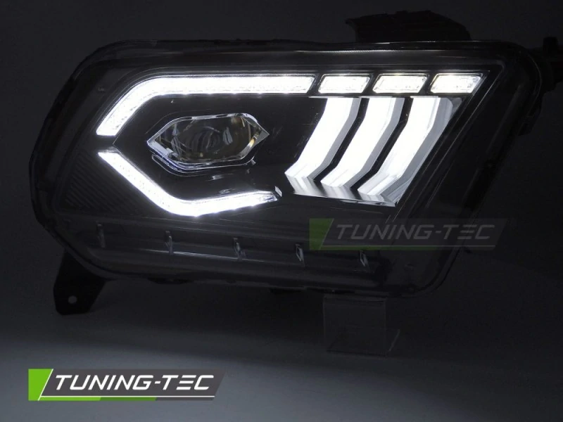 Přední FULL LED světla, světlomety, lampy Ford Mustang, 2010-2013, DRL, SEQ, černé