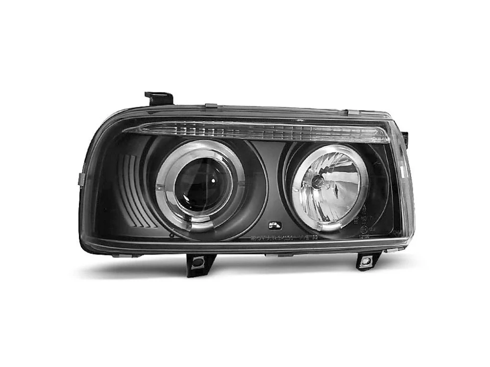 Přední světlomety, světla, lampy Volkswagen Vento, 1992-1998, Angel Eyes, černé black 