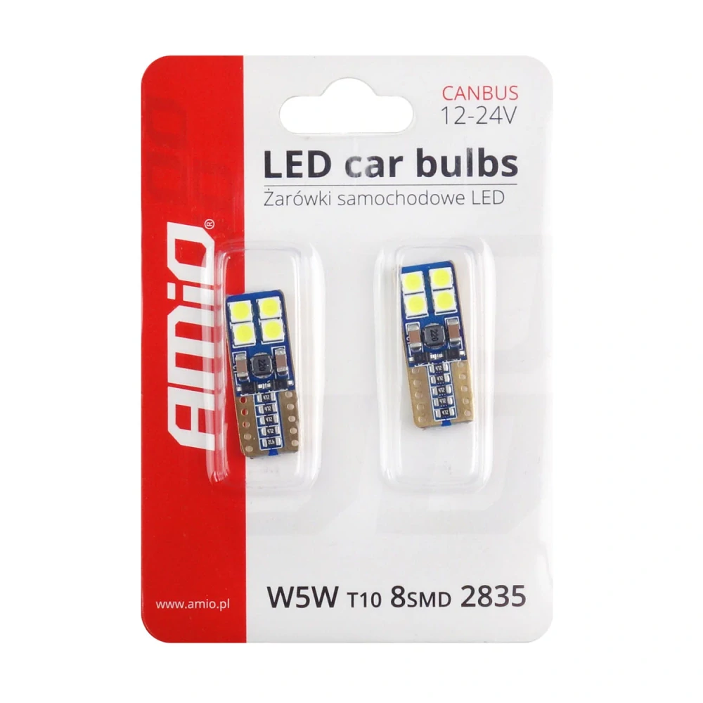 LED ŽÁROVKY CANBUS 8SMD 2835 T10e (W5W) White 12V/24V