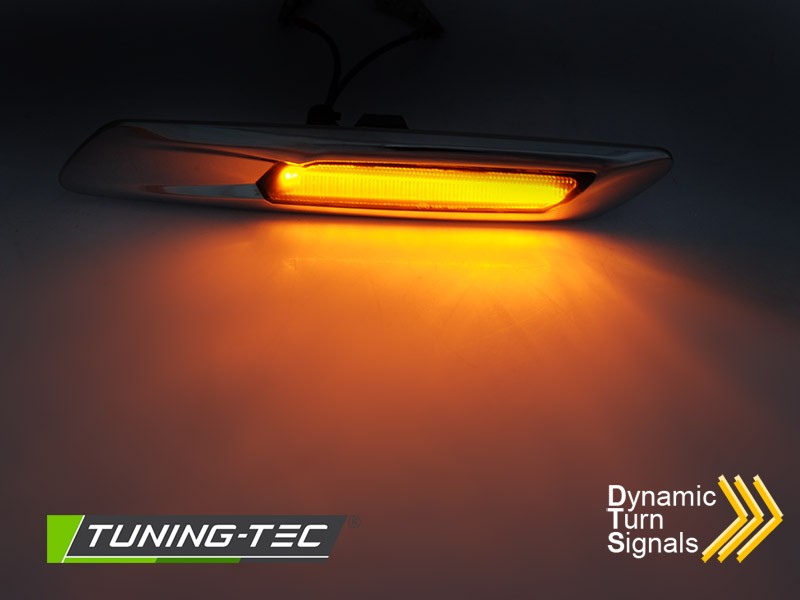Boční LED dynamické blinkry BMW F10, F11, 2010-2013, stříbrné, kouřové, SEQ