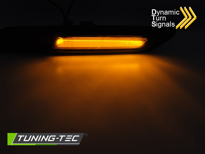 Boční LED dynamické blinkry BMW F10, F11, 2010-2013, černé, kouřové, SEQ