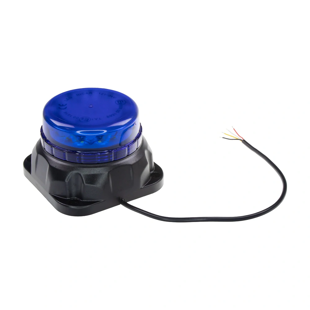 LED maják, 12-24V, 12x3W se zvukovou signalizací, modrý, fix