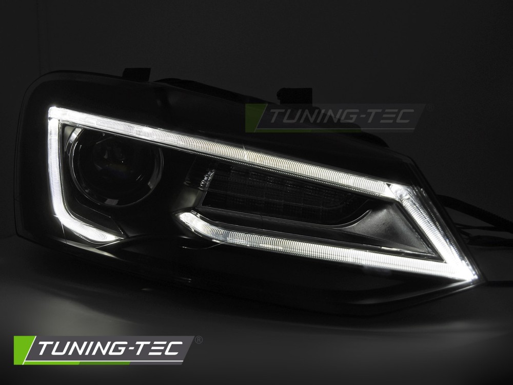 Přední světla pro VW Jetta VI 2009-2017 černé, LED, SEQ