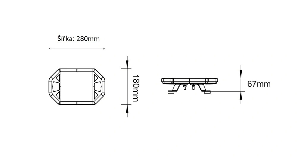 LED rampa 280mm, oranžovo bílá, magnet 10-30V, ECE R65