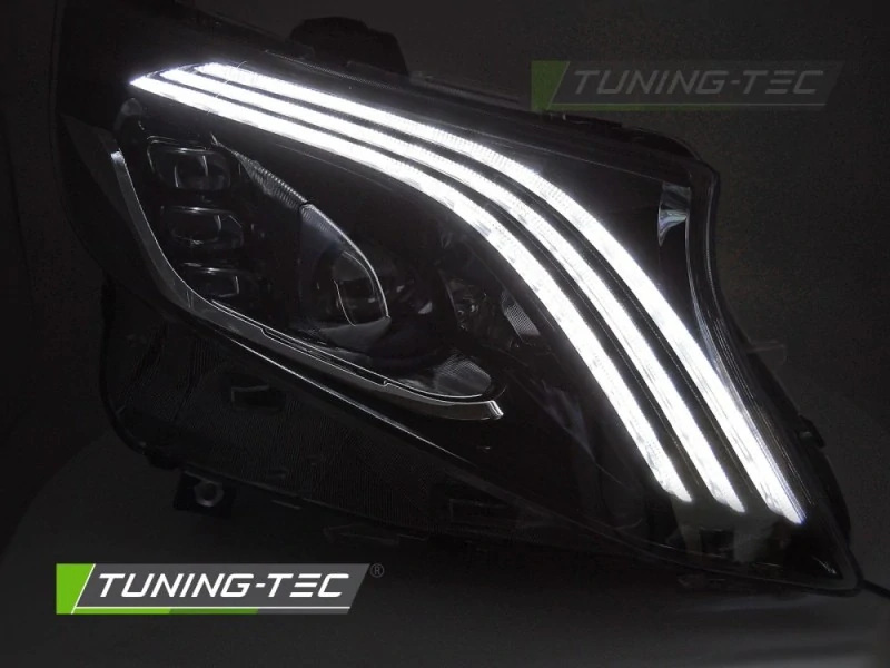 Přední FULL LED světla Mercedes Vito W447, 2014-2023, DRL, SEQ, černé