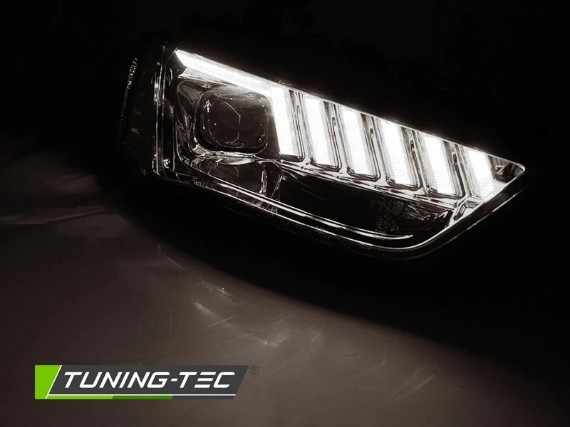 Přední xenonová světla, světlomety, lampy Audi A4, B8, 2012-2015, LED, DRL, SEQ, chromové