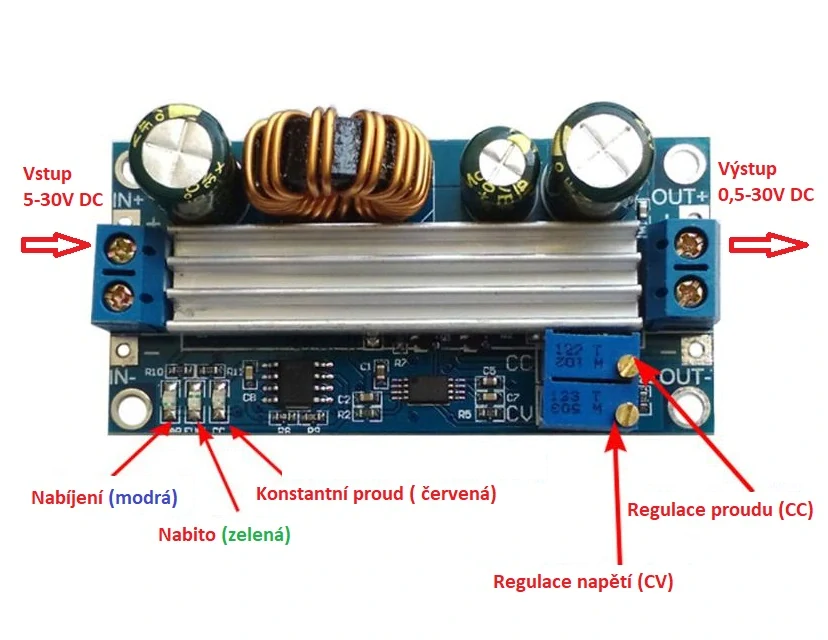 Nastavitelný měnič step-up/down CC/CV 3A 5-30V