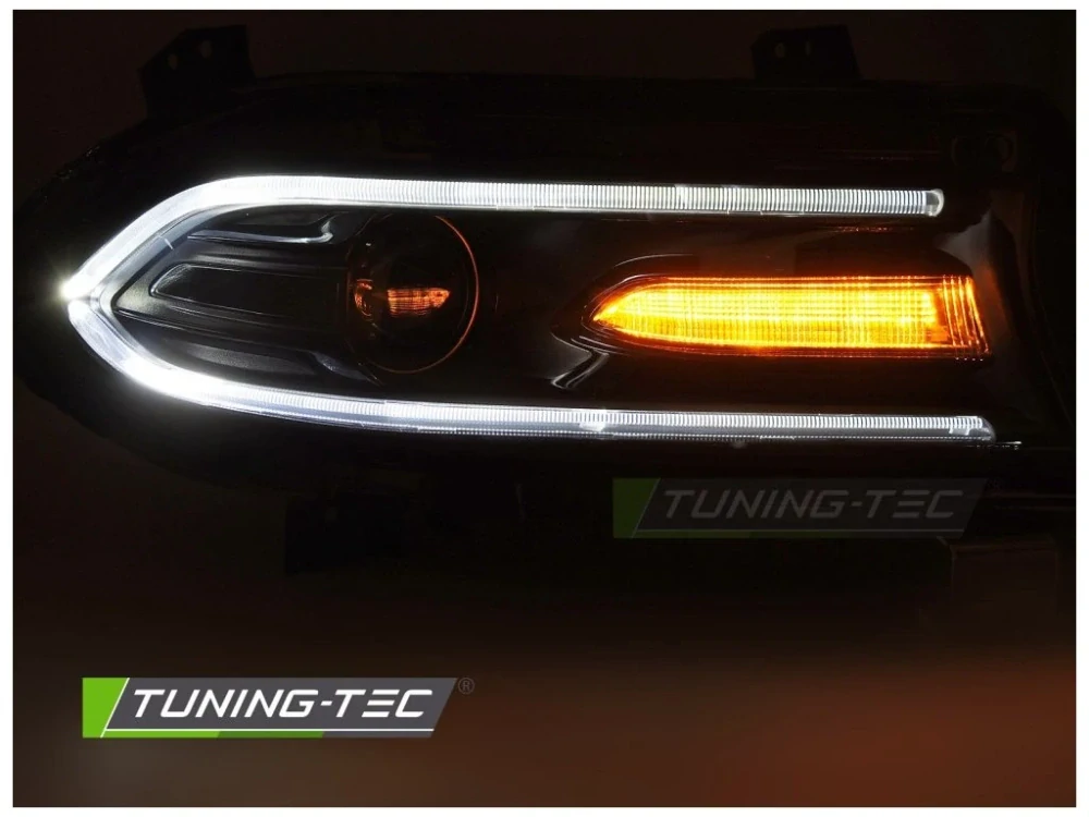 Přední světla Dodge Charger 14-23 černé TRU LED DRL