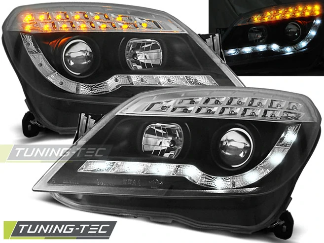 Přední světlomety, světla, lampy Opel Astra H, 2004-2009, LED Daylight, černé black + LED blinkr