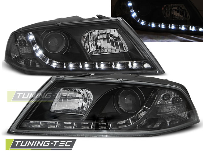 ŠKODA OCTAVIA II 04-08 - přední černá světla s LED svícením pro xenon