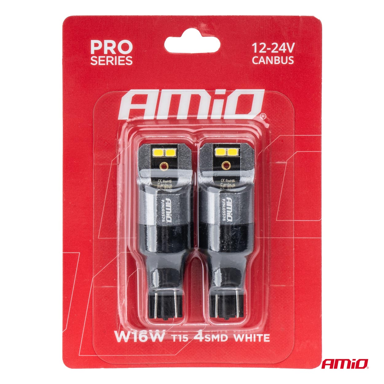 LED žárovky CANBUS PRO T15 W16W 4x2016 SMD bílé 12V 24V AMIO