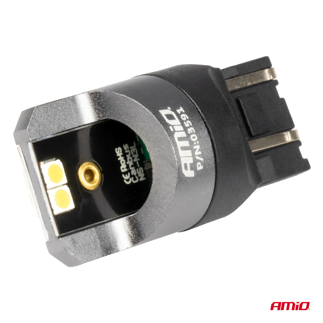 CAN-BUS žárovky T20 W21/5W (7443) 4 SMD LED bílé 6000K, AMIO 2 ks