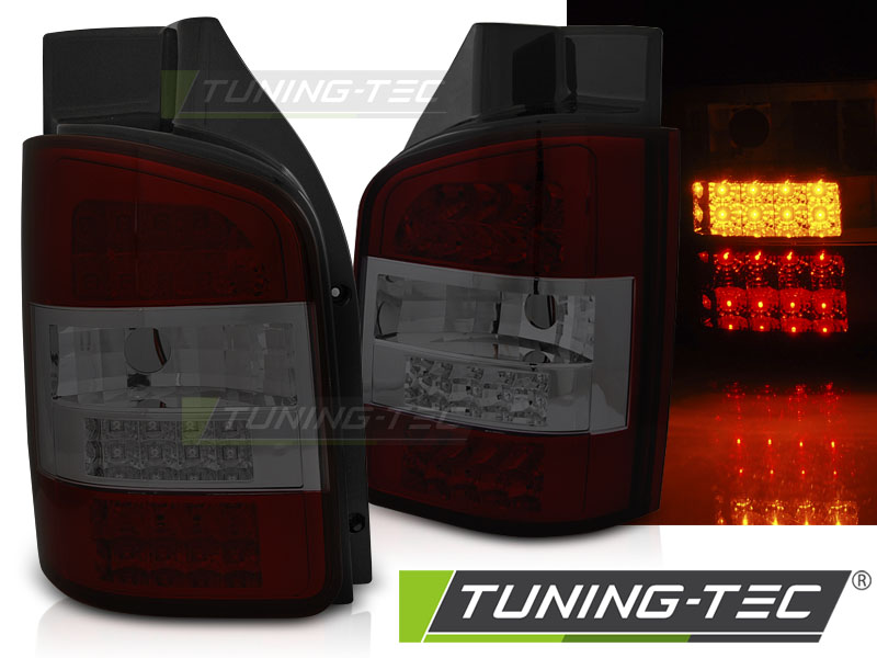 Zadní světla VW T5 03-09 dvojité dveře - červená/kouřové LED