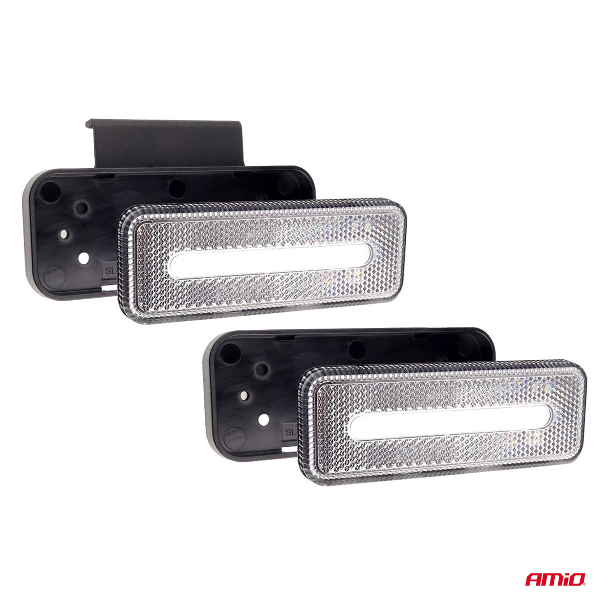 Obrysové poziční LED světlo AMIO, bílé, v plastovém krytu, 124x49 mm, hranaté