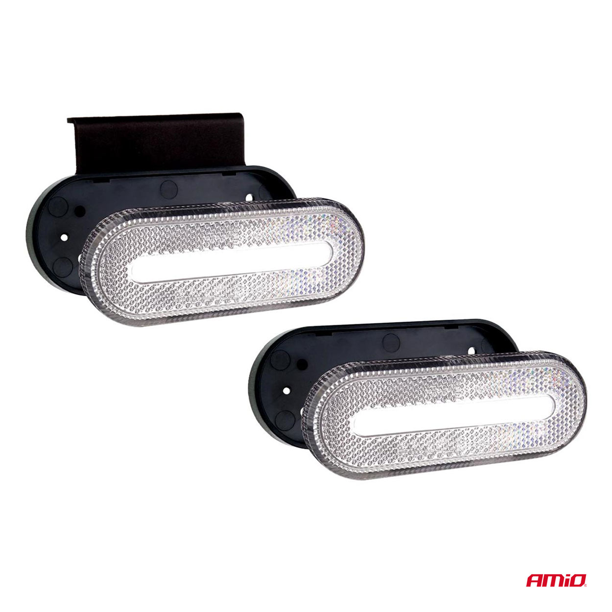 Obrysové poziční LED světlo AMIO, bílé, v plastovém krytu, 124x49 mm