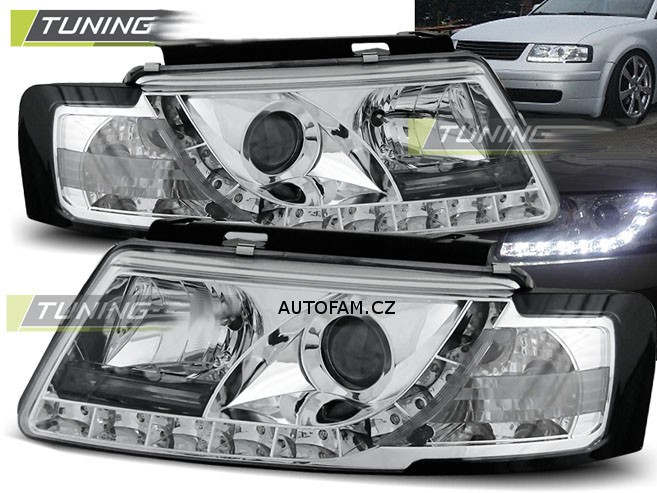 Přední světla Volkswagen Passat B5 3B, 1996-2000, LED Daylight, chrom 
