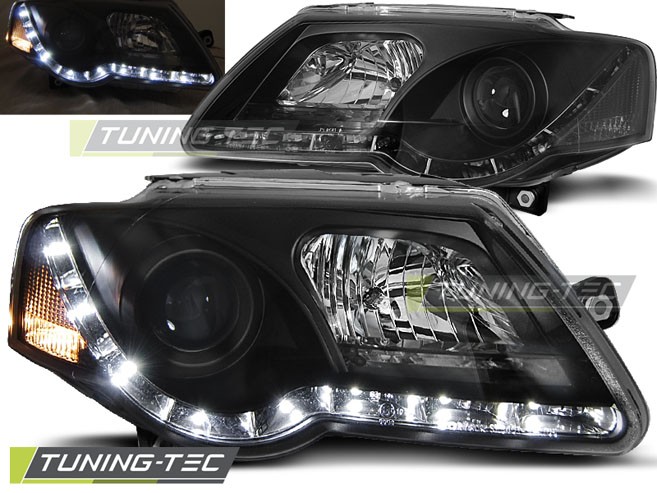 Přední světlomety, světla, lampy Volkswagen Passat 3C, 2005-2010, LED Daylight, černé black