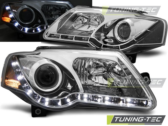 Přední světla Volkswagen Passat 3C, 2005-2010, LED Daylight, chrom 