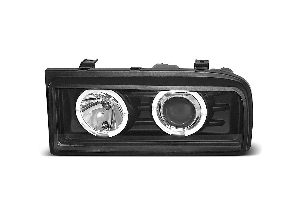 Přední světlomety, světla, lampy Volkswagen Corrado, 1988-1995, Angel Eyes, černé black, manuál 