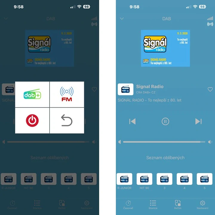 FM + DAB přijímač do auta - smartphone APP (ovládaný chytrým telefonem)