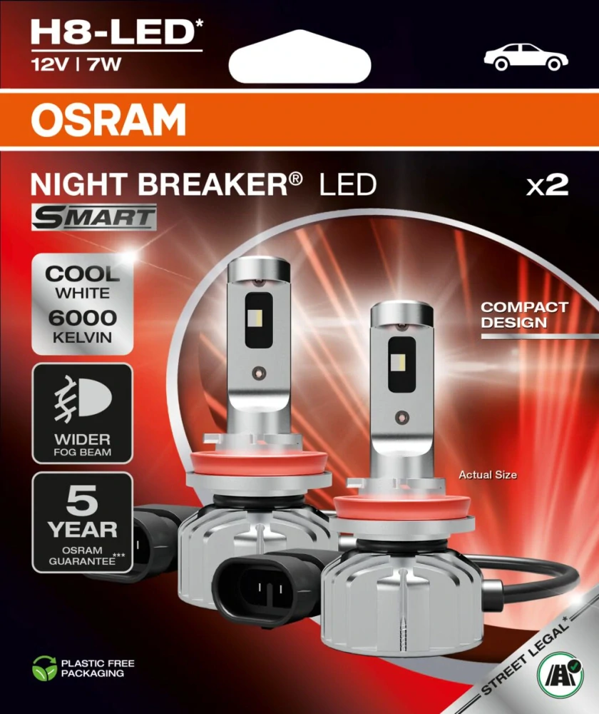 LED žárovky H8 OSRAM Night Breaker LED SMART STREET LEGAL