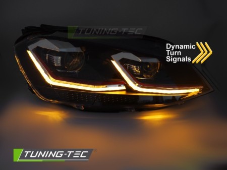 PŘEDNÍ LED SVĚTLOMETY SEQ DRL VW GOLF VII 13-17 Red