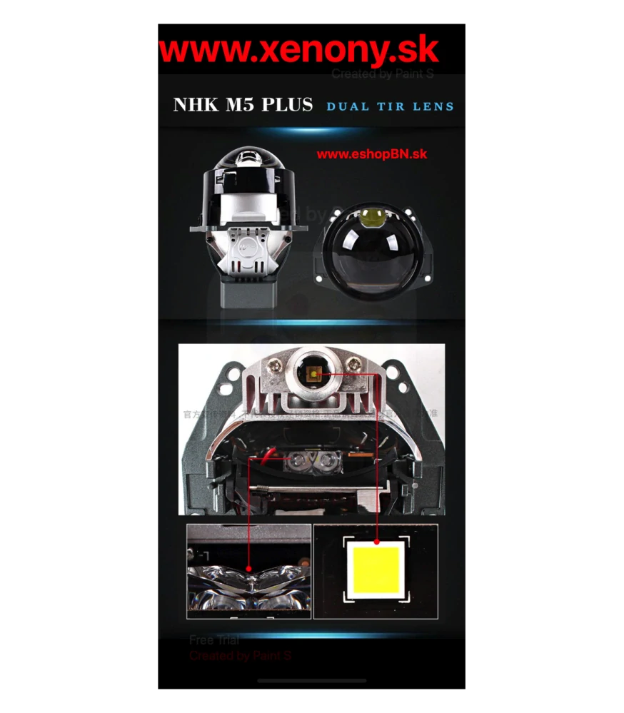 Projektory NHK® M5 Plus Max Pro Bi LED & Extra LED, 3,0", 6000 K, 60 W, 12 V, 14 cm, 2 ks.