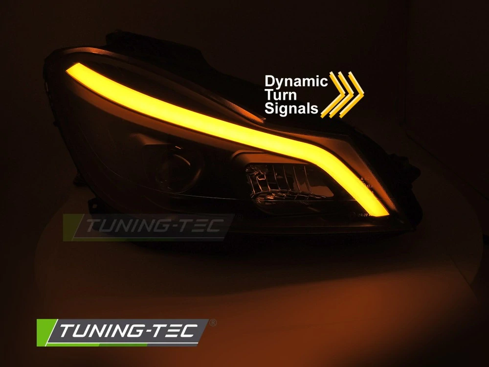 Přední světla MERCEDES W204 11-14 LED SEQ DRL černé L+P