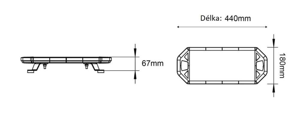 LED rampa 440mm, červeno/modro bílá, magnet 10-30V, ECE R65