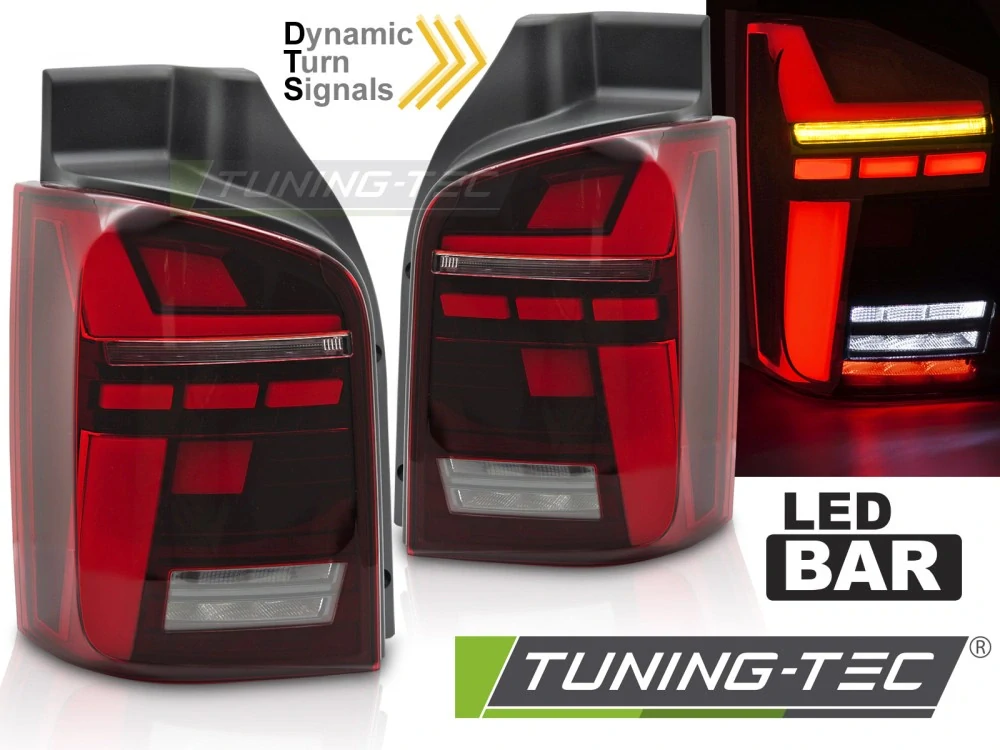 Zadní světla VW T5 04/03-09 / 10-15 zad.výklopné dveře, červená LED SEQ
