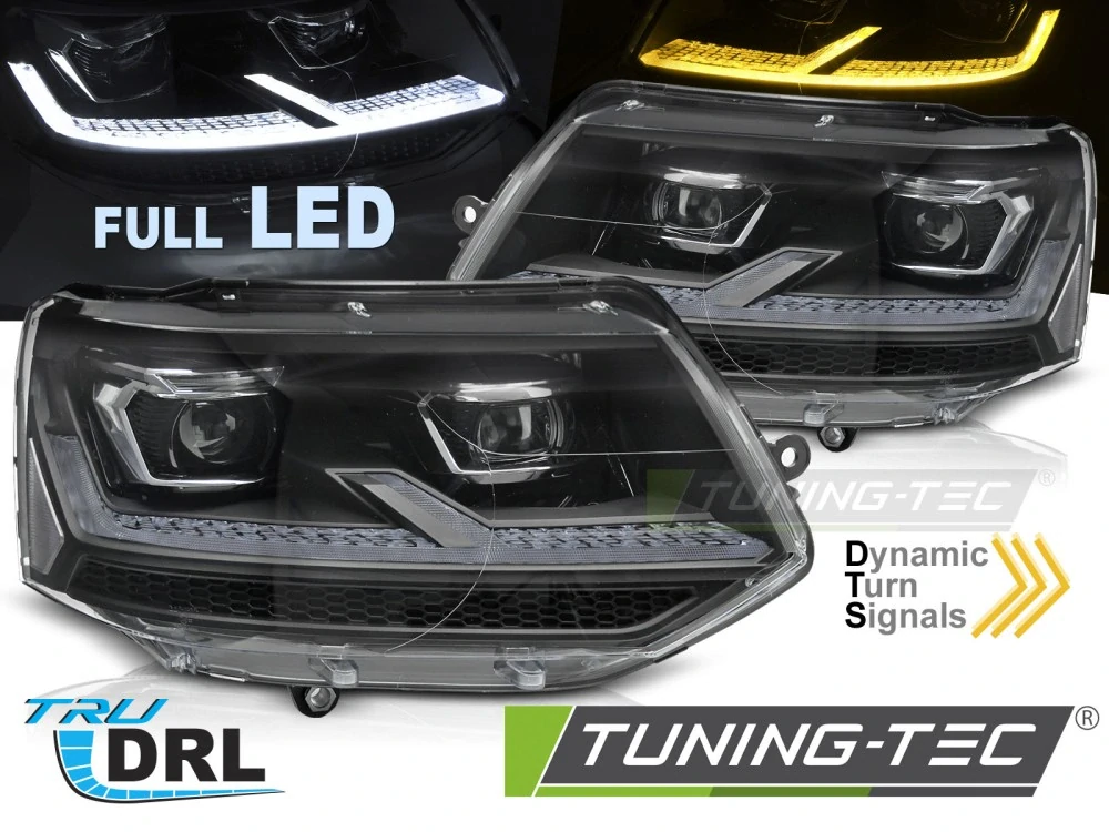 Přední světla VW T5.1 10-15 černé/chrom FULL LED SEQ DRL