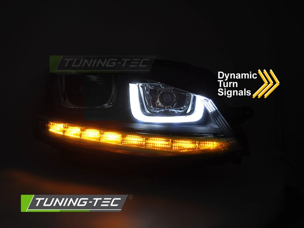Přední světla VW GOLF VII 13-17 černá/stříbrný pruh LED SEQ DRL