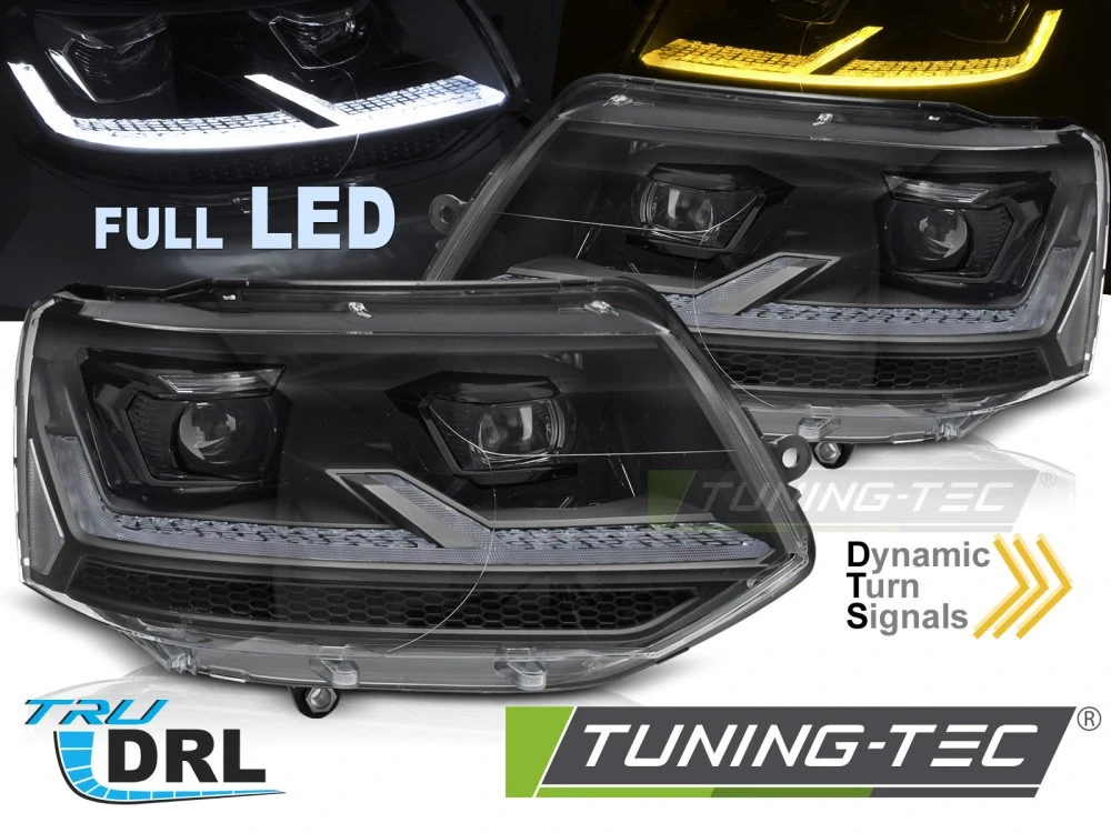 Přední světla VW T5.1 10-15 černé FULL LED DRL SEQ