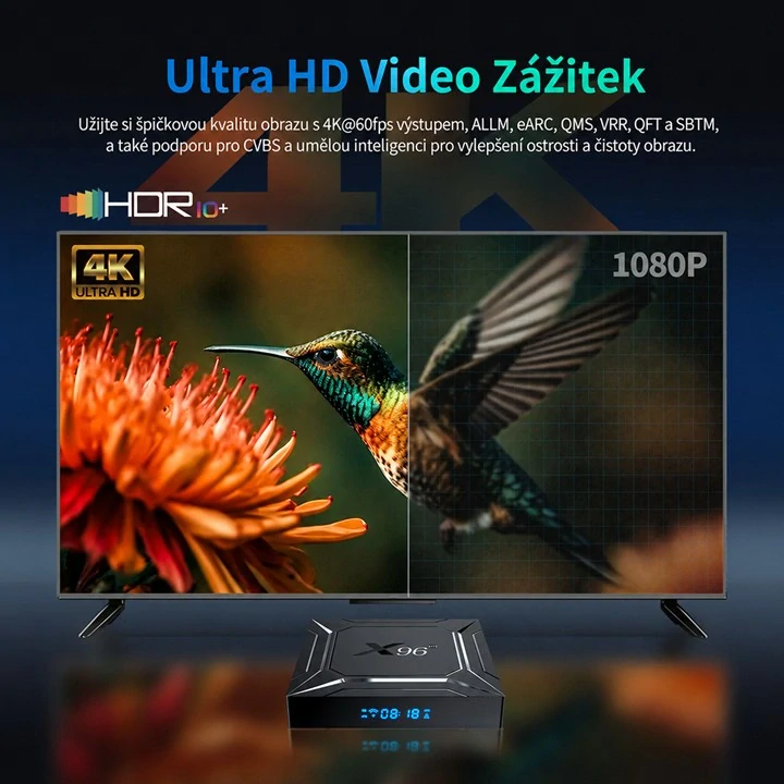 Multimediální přehrávač Amlogic S905X5M s OS Android, HDMI / AV výstup, 2x USB + micro SD