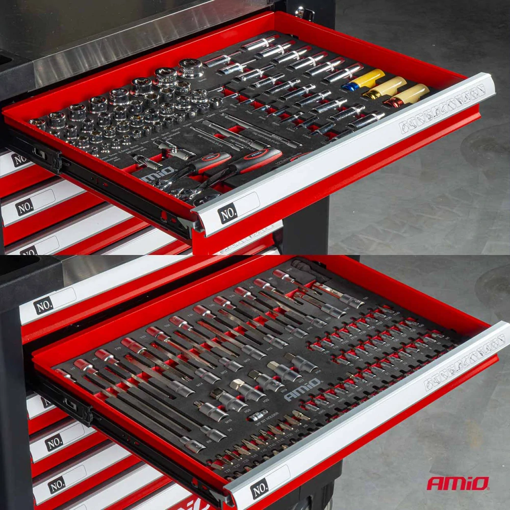 Dílenský vozík na nářadí se sadou 258 kusů nářadí 840 x 460 x 870 mm AMiO