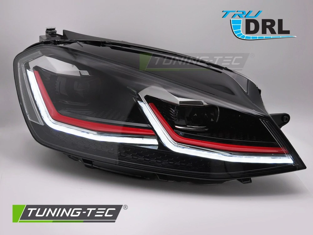 Přední světla VW GOLF 7 11/2012-2017 FULL LED DRL černé s červenou linkou