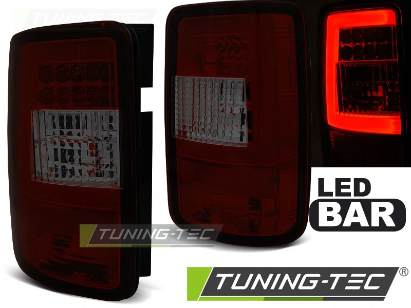 Zadní světlomety, světla, lampy VW Caddy, 2003-2014, LED BAR, červené, kouřové