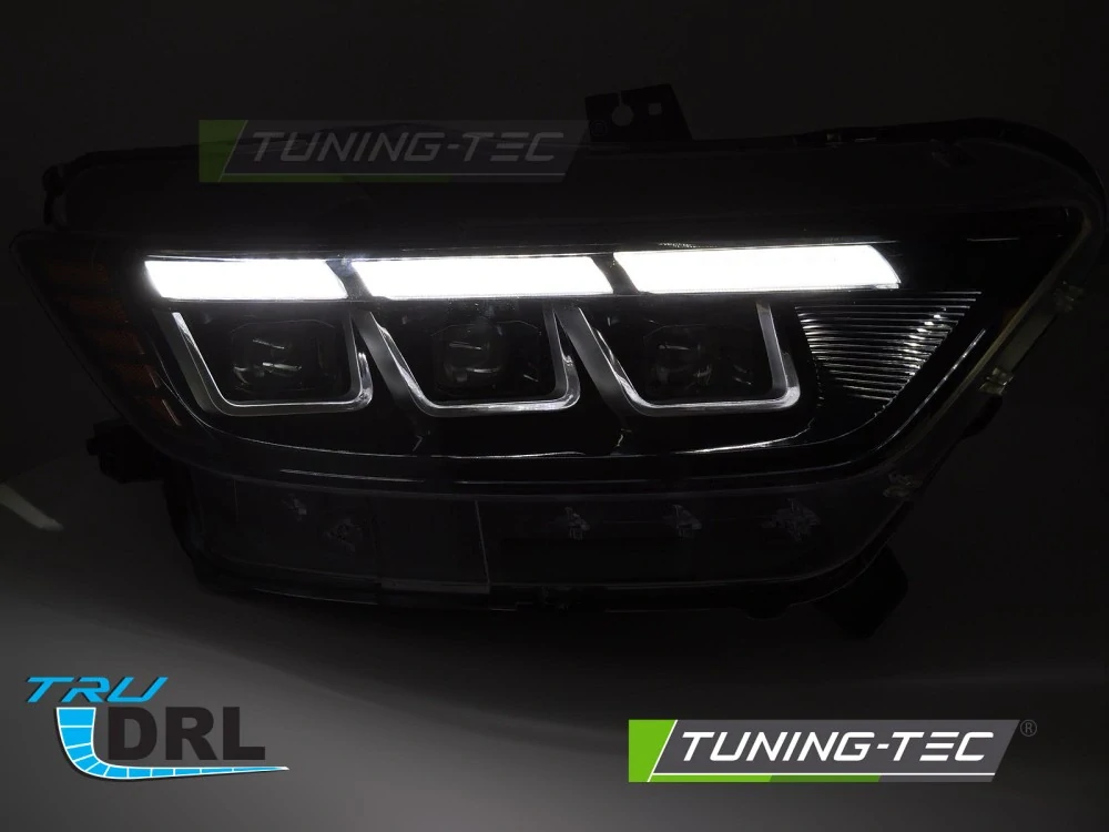 Přední FULL LED světlomety Ford Mustang (2014–2017) – Černé s dynamickým blinkrem (Sequential DRL)