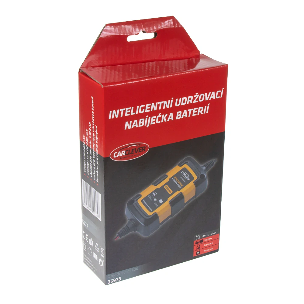 Inteligentní udržovací nabíječka baterií CARCLEVER 12V - 800mA