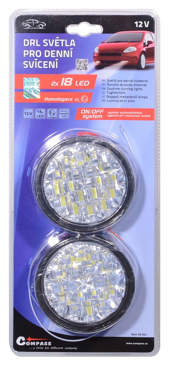 Světla pro denní svícení kulatá RL HOMOOLOGACE 18LED on/off 12V
