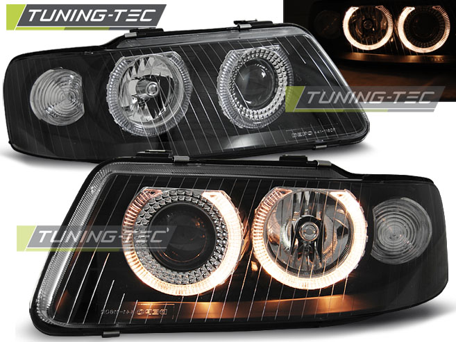 PŘEDNÍ SVĚTLOMETY AUDI A3, 2000-2003, ANGEL EYES, ČERNÉ BLACK