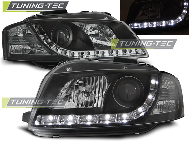 Přední světla Audi A3 8P, 2003-2008, LED Daylight, černé black