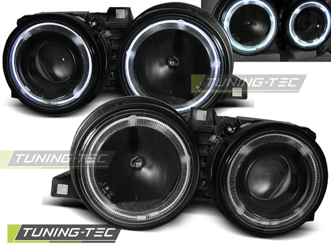 Přední světlomety, světla, lampy BMW E30, 1982-1994, Angel Eyes, černé black CCFL kroužky LPBM18