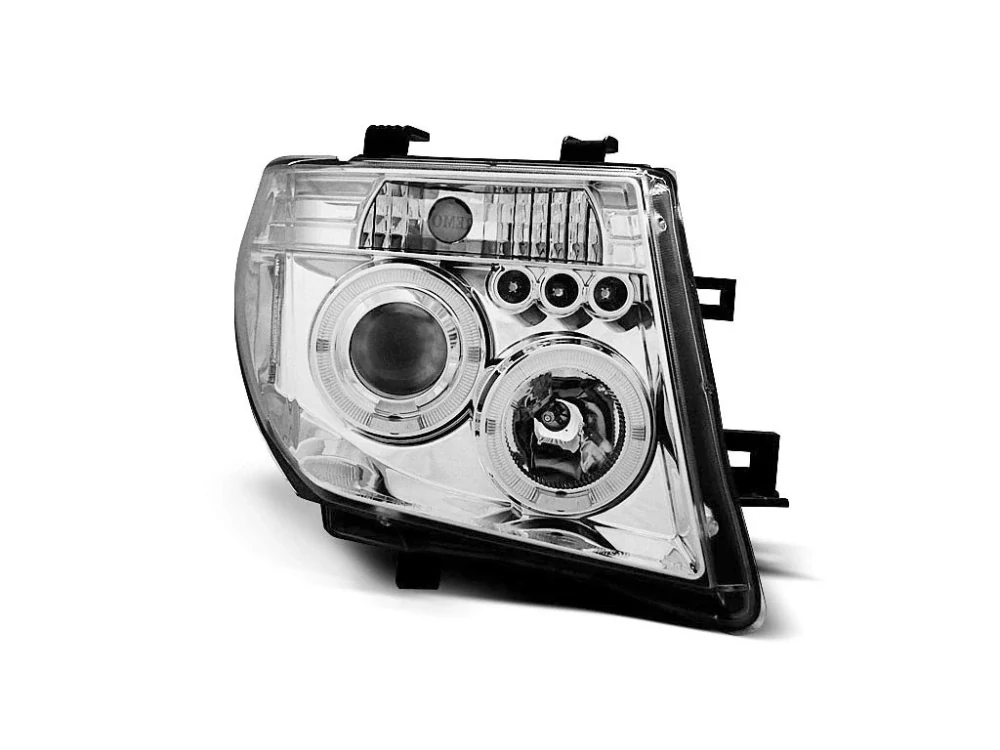 PŘEDNÍ SVĚTLA NISSAN NAVARA D40, PATHIFINDER, 2005-2011, ANGEL EYES, CHROM + LED